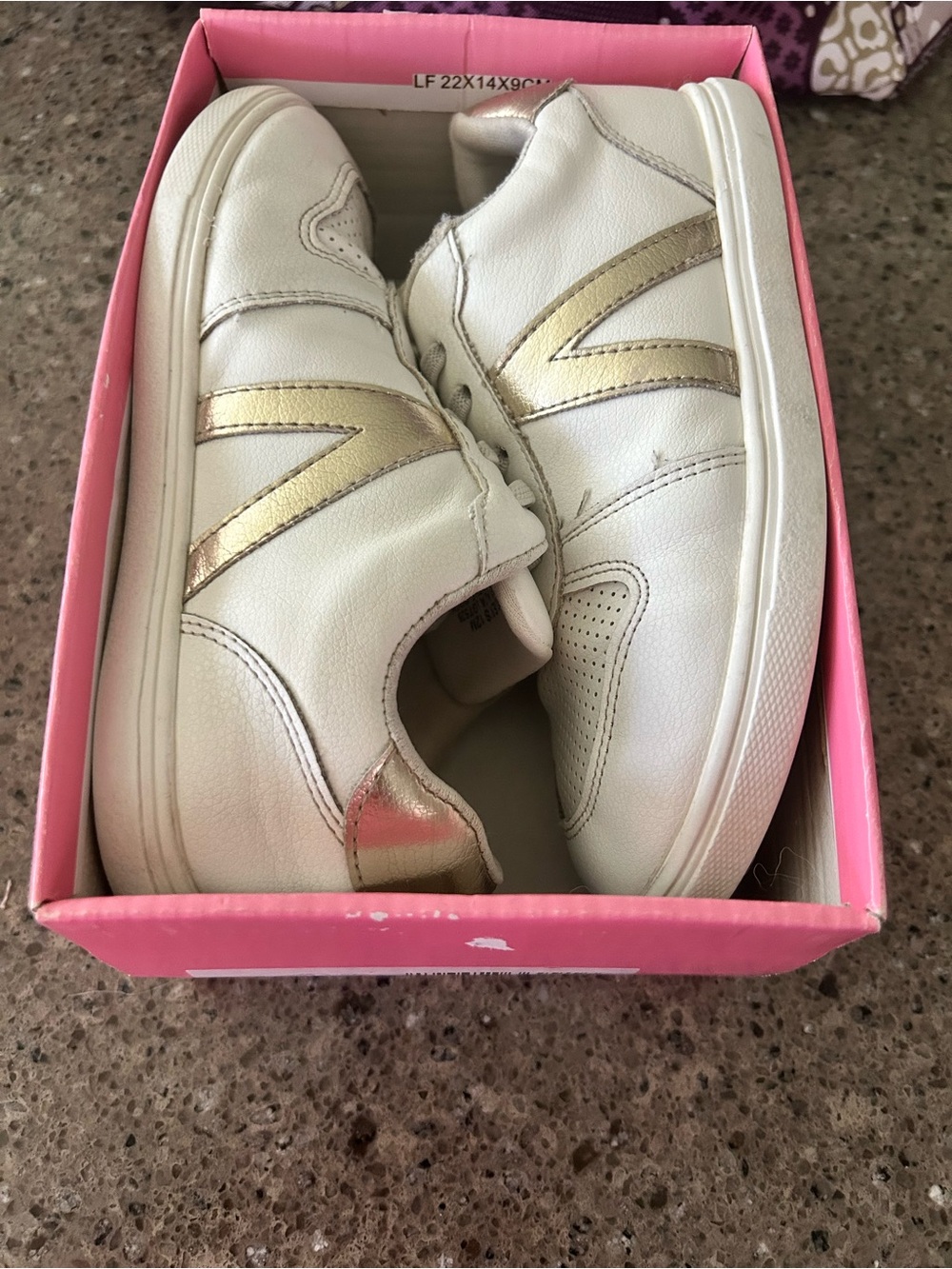 White and Gold Casual Sneakers